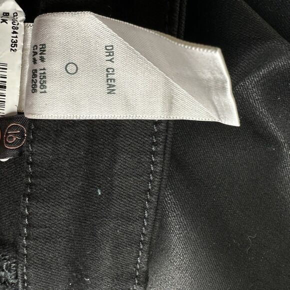Jen7 7 For All Mankind Black Coated Straight Ankle Jeans Size 16 - Picture 7 of 11